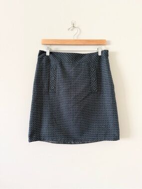 LOFT Navy Blue Textured Mini Skirt